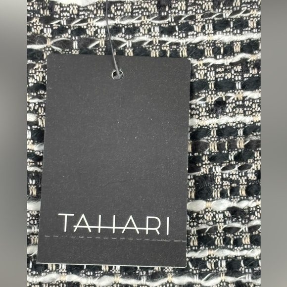 Tahari Elena NWT Woven Tweed Skirt Black White Size 12 Contemporary Office - Picture 4 of 11